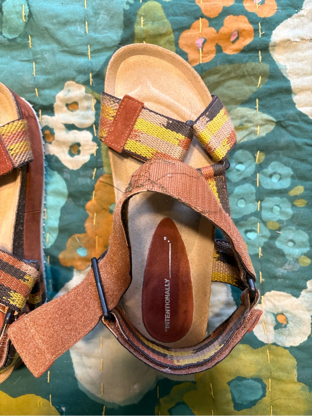 Intentionally Blank Women's Striped Multi-Color Velcro Adjustable Sandals NEW - Picture 6 of 6